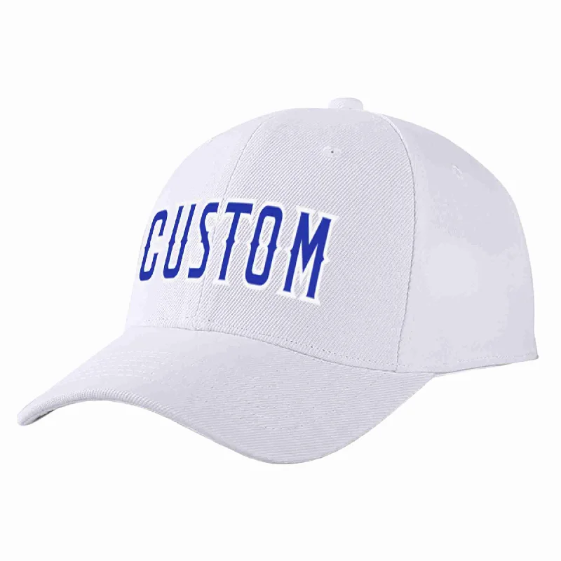 Baseball Cap For Girls-Custom White Royal-White Curved Eaves Sport Baseball Cap Design for Men/Women/Youth