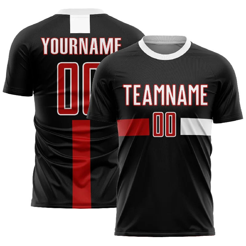 Football Jersey For Girls-Custom Black Red-White Sublimation Soccer Uniform Jersey