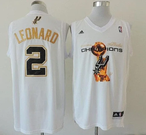 Unique Basketball Jersey-Spurs 2 Leonard White 2014 Champions Basketball Jerseys