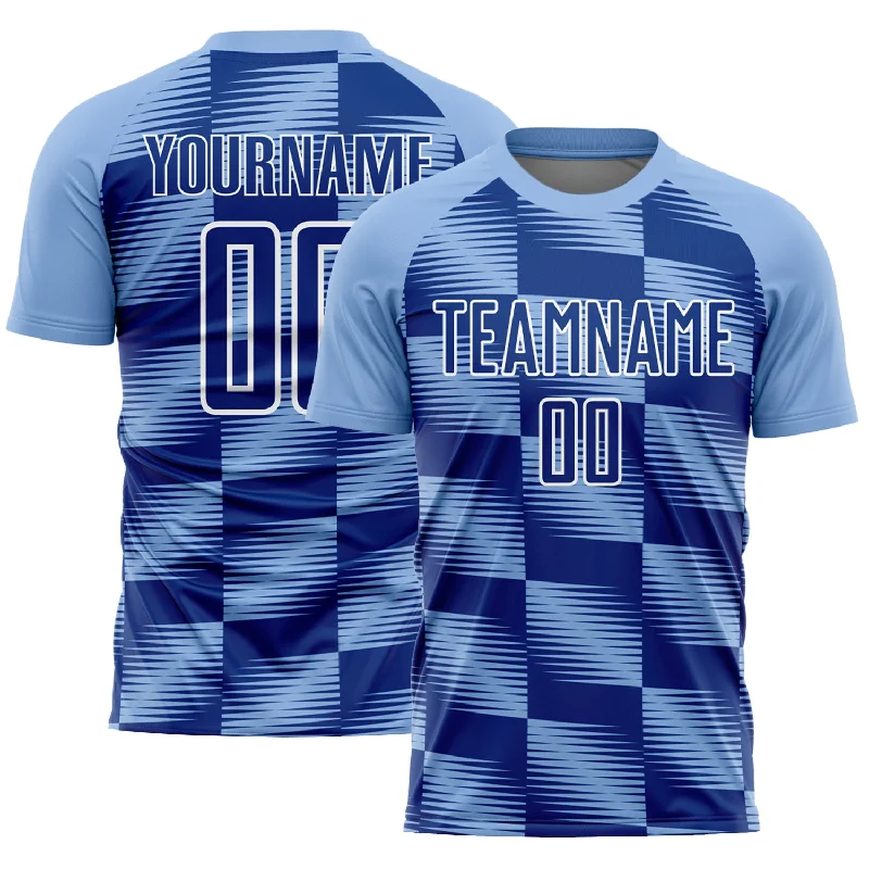 Football Jersey For Professional Leagues-Custom Light Blue Royal-White Lines Sublimation Soccer Uniform Jersey