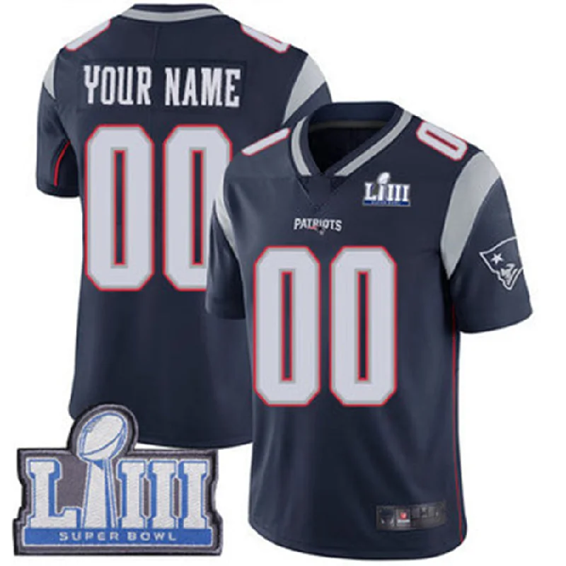 Rugby Jersey For Tournament Officials-Custom NE.Patriots Vapor Untouchable Super Bowl LIII Bound Limited Navy Blue Home Jersey Stitched American Football Jerseys