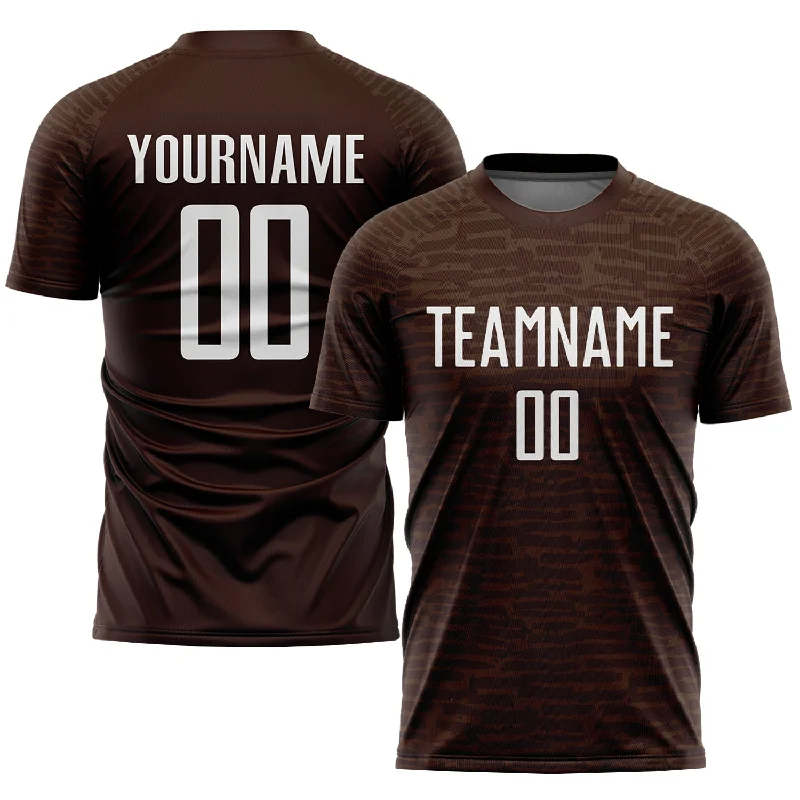 Football Jersey For Playoffs-Custom Brown White Sublimation Soccer Uniform Jersey