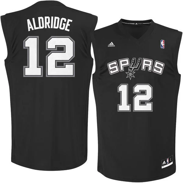 Basketball Jersey For Indoor Play-Spurs 12 LaMarcus Aldridge Black Fashion Replica Basketball Jersey