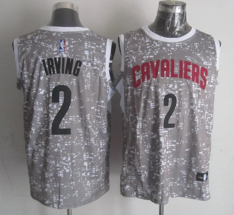 High Quality Basketball Jersey-Cavaliers 2 Kyrie Irving Gray City Luminous Basketball Jersey