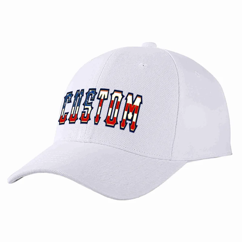 DJ Baseball Cap-Custom White Vintage USA Flag-Gold Curved Eaves Sport Baseball Cap Design for Men/Women/Youth