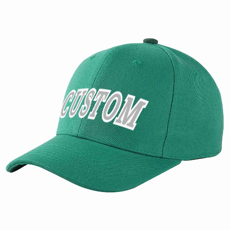 Baseball Cap For Outdoor Lovers-Custom Light Green Gray-White Curved Eaves Sport Baseball Cap Design for Men/Women/Youth