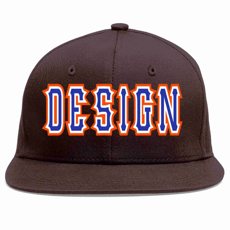 Insulated Baseball Cap-Custom Brown Royal-White Flat Eaves Sport Baseball Cap Design for Men/Women/Youth