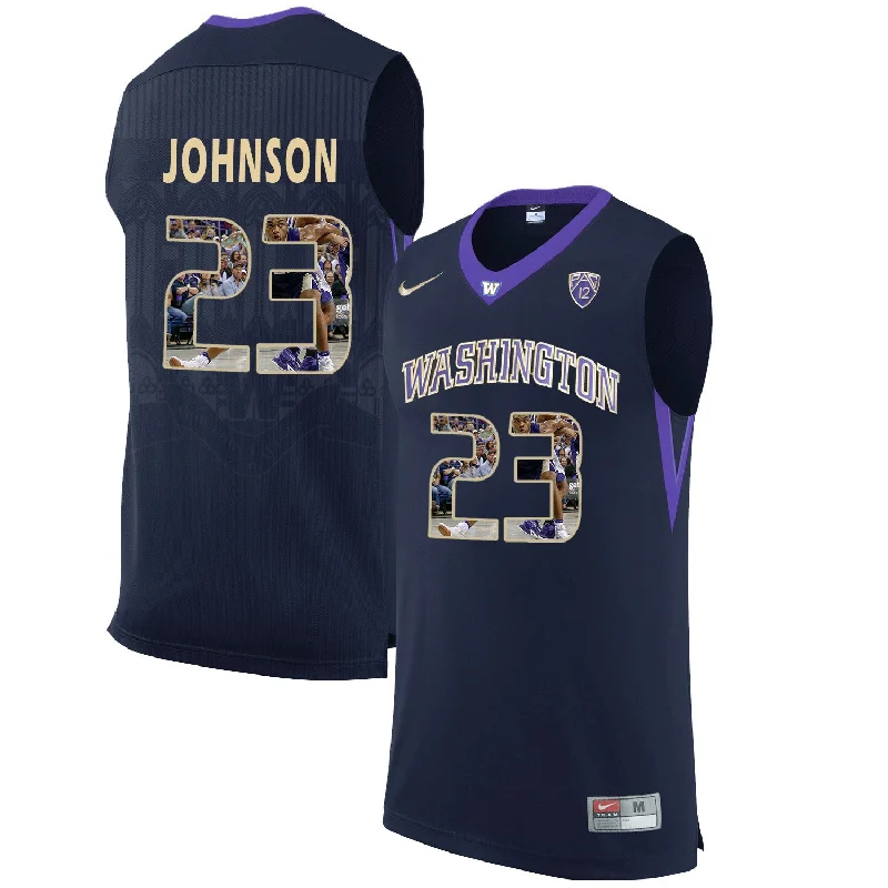 Basketball Jersey For The Ultimate Fan-Washington Huskies 23 Carlos Johnson Black With Portait College Basketball Basketball Jersey