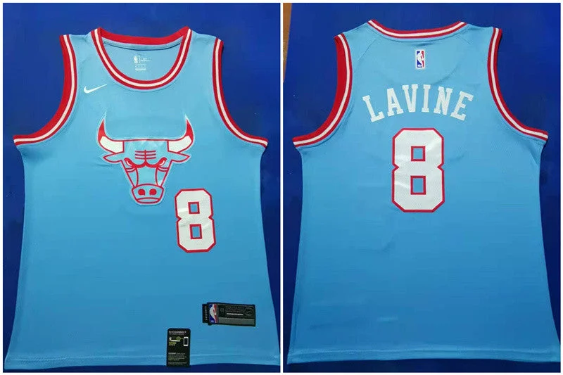 Retro Basketball Jersey-Bulls 8 Zach Lavine Blue 2019-20 City Edition Swingman Basketball Jersey