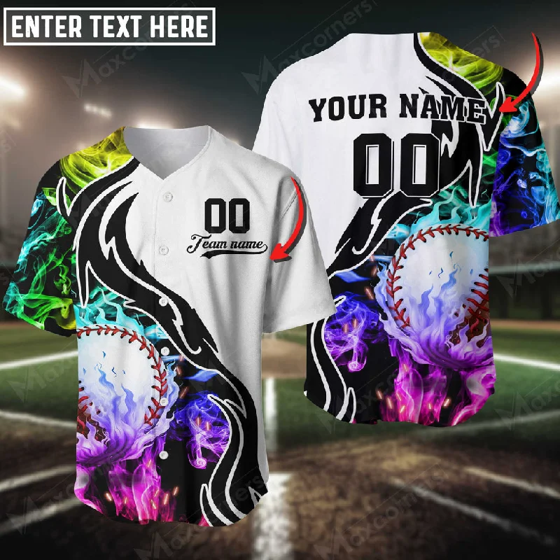 Game-Day Football Jersey-Game-Day Basketball Jersey-Quick-Dry Baseball Jersey-Baseball Jersey Multicolor Smoke Pattern Custom 3D Shirt, Gift for Baseball Lovers Fan Team