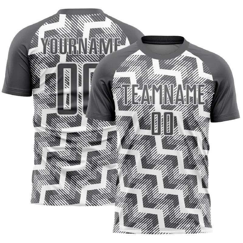 Football Jersey With Professional Quality-Custom Steel Gray White Lines Sublimation Soccer Uniform Jersey