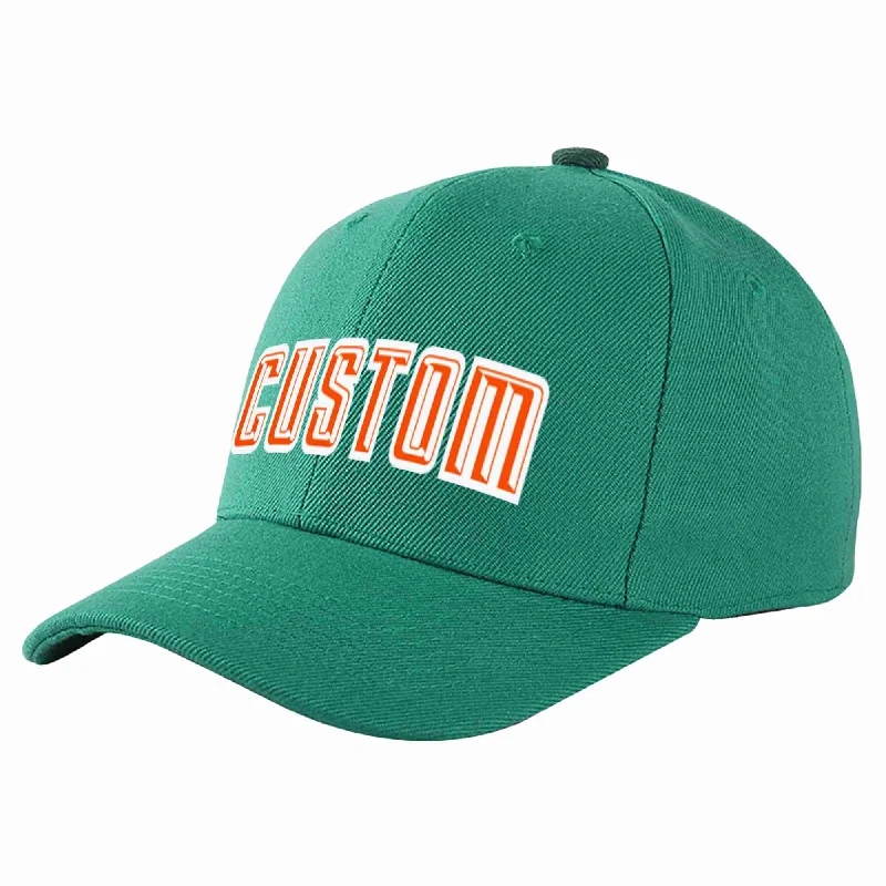 Winter Baseball Cap-Custom Light Green Orange-White Curved Eaves Sport Baseball Cap Design for Men/Women/Youth