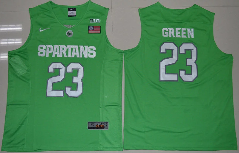 Basketball Jersey With Contrast Colors-Michigan State Spartans 23 Draymond Green Apple Green College Basketball Basketball Jersey