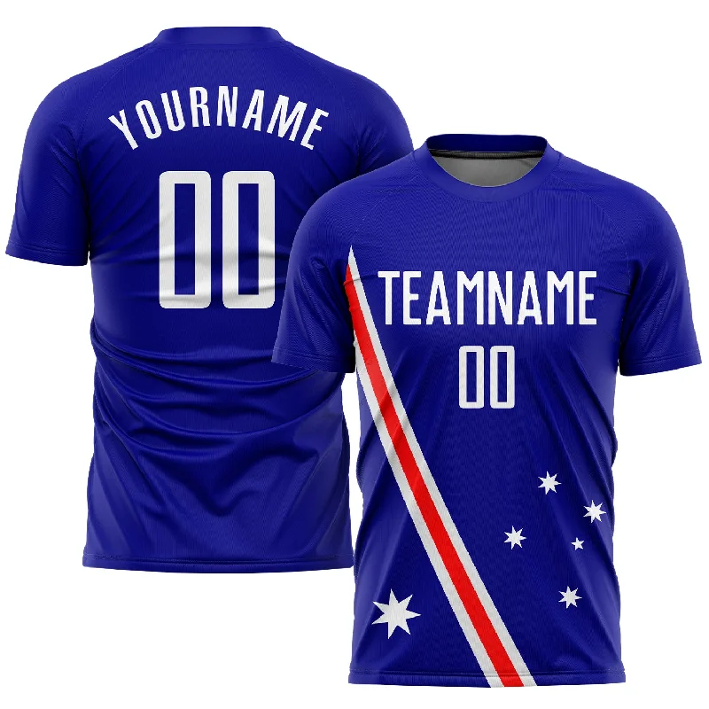 Football Jersey For Team Spirit-Custom Royal White-Red Sublimation Australian Flag Soccer Uniform Jersey