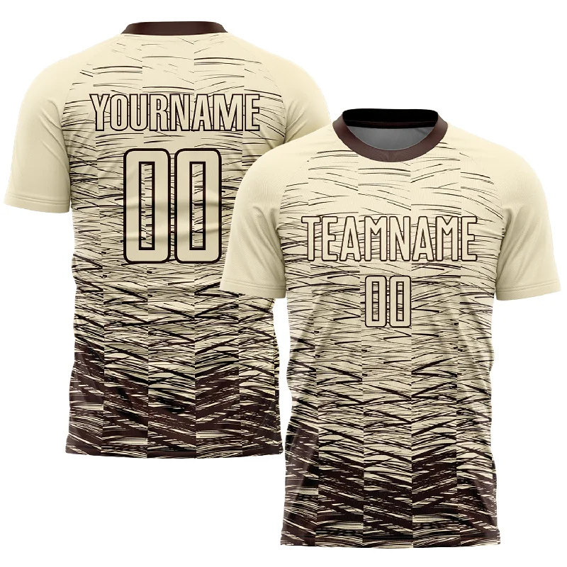 Football Jersey For City Leagues-Custom Cream Brown Sublimation Soccer Uniform Jersey