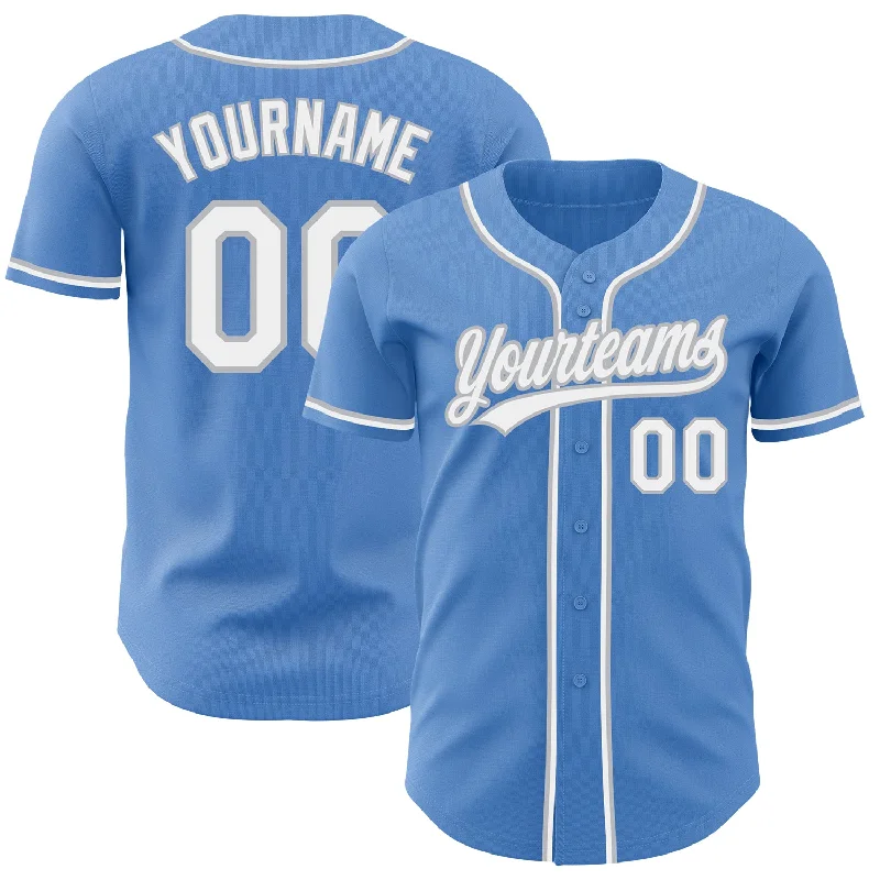 Football Jersey With Signature Style-Basketball Jersey With Signature Style-Baseball Jersey With Custom Artwork-Custom Powder Blue White-Gray Authentic Baseball Jersey