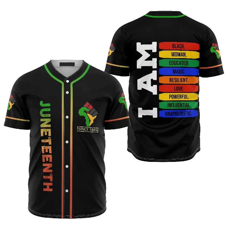 Alternate Football Jersey-Alternate Basketball Jersey-Team Baseball Jersey-Juneteenth Since 1865 I Am Black Women Magic Baseball Jersey Shirt