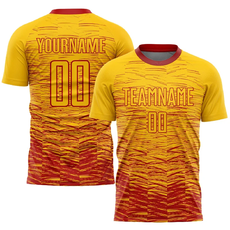 Football Jersey For Local Leagues-Custom Yellow Red Sublimation Soccer Uniform Jersey