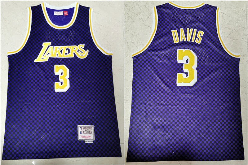 Basketball Jersey With Player Photos-Lakers 3 Anthony Davis Purple Hardwood Classics Swingman Basketball Jersey