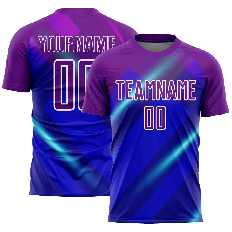 Football Jersey For Sale-Custom Royal Purple-White Lines Sublimation Soccer Uniform Jersey