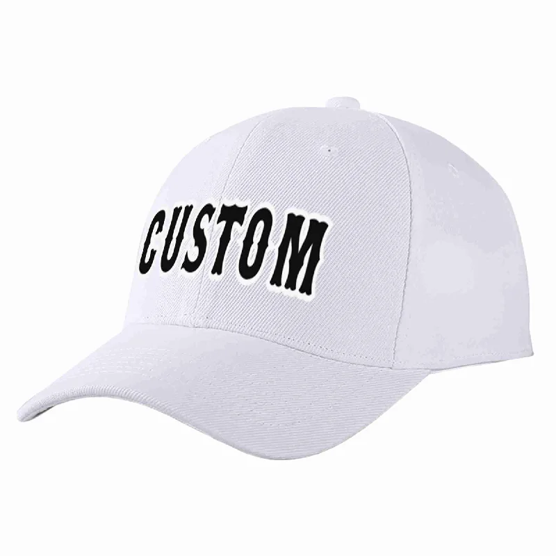 Custom Baseball Cap-Custom White Black-White Curved Eaves Sport Baseball Cap Design for Men/Women/Youth