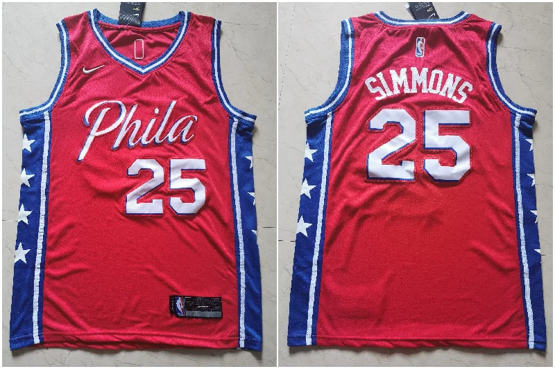 Basketball Jersey For Team Spirit-76ers 25 Ben Simmons Red Swingman Basketball Jersey