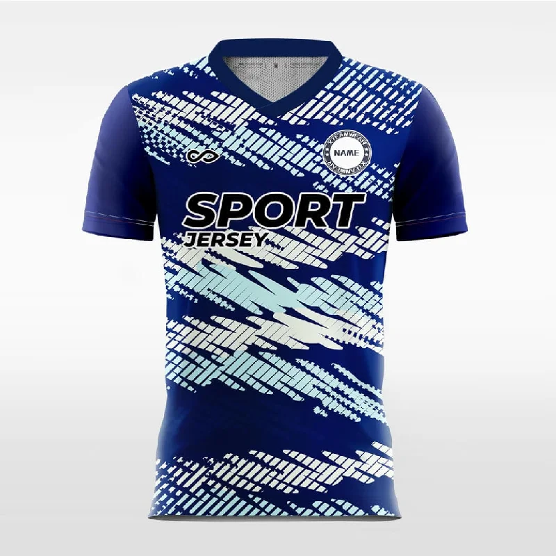 Football Jersey With Sleeves-Striped - Custom Soccer Jersey for Men Blue Sublimated