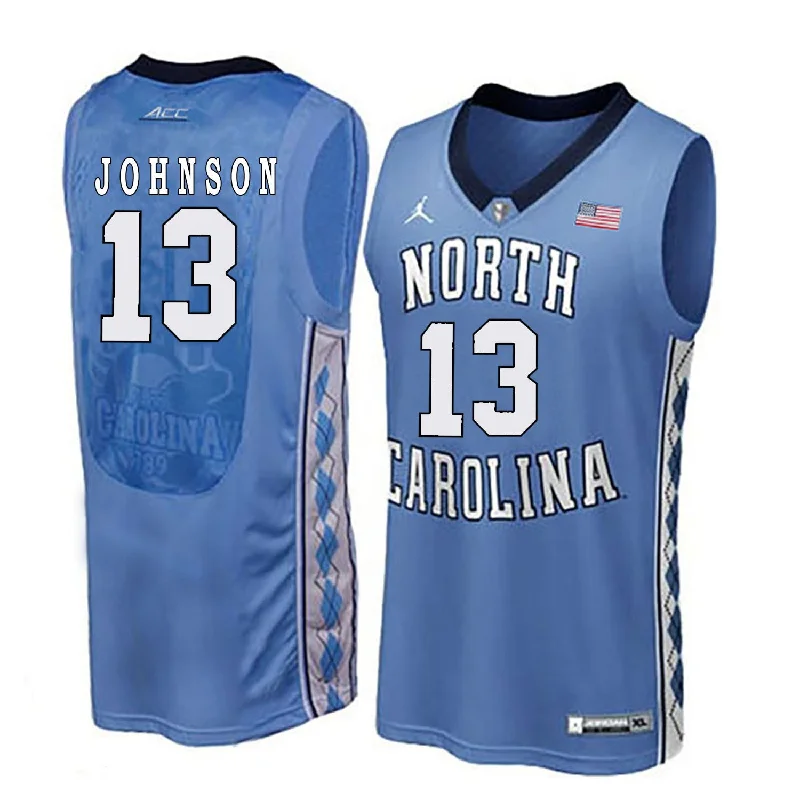 Basketball Jersey For Fan Merchandise-North Carolina Tar Heels 13 Cameron Johnson Blue College Basketball Basketball Jersey