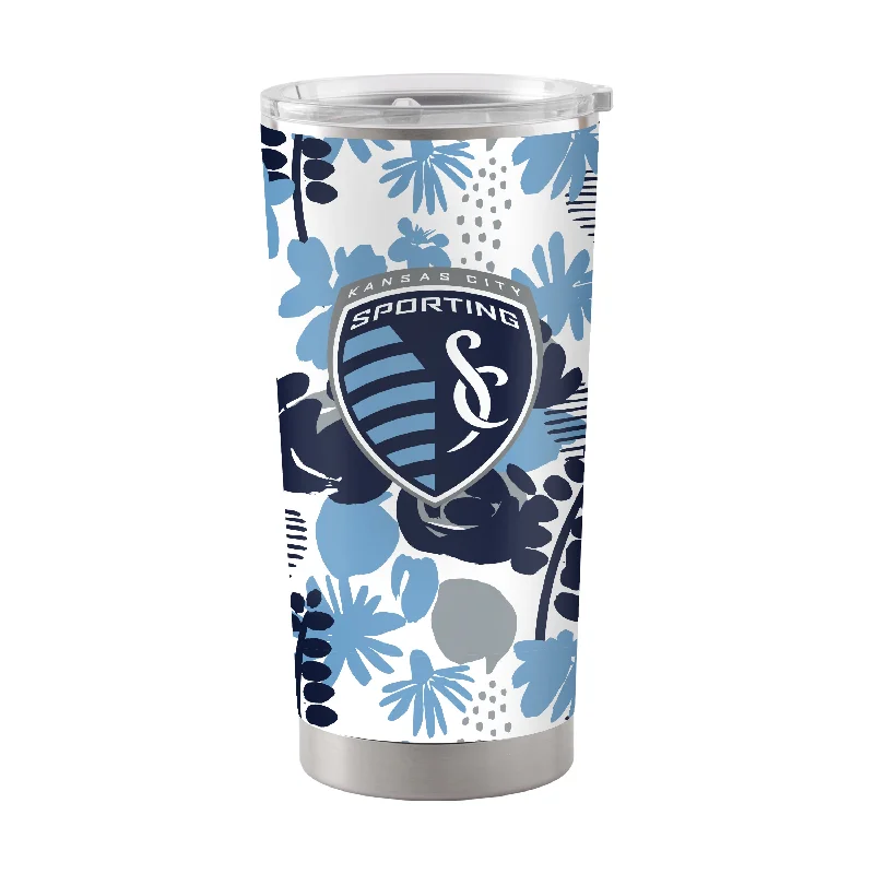 Team Mug With Rainbow Colors-Sporting Kansas City 20oz Floral Stainless Steel Tumbler