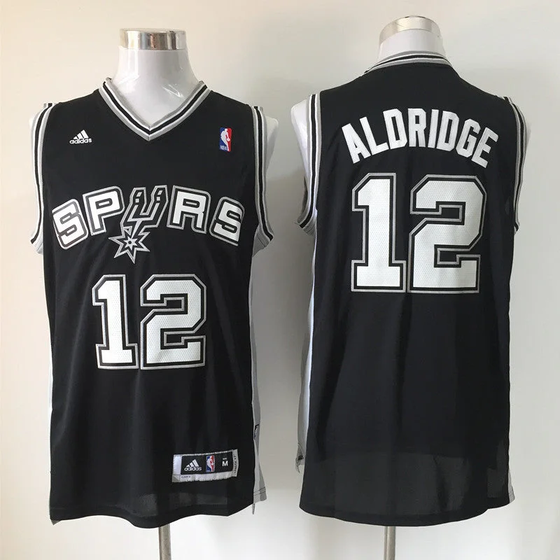 Basketball Jersey For Men-Spurs 12 Aldridge Black New Revolution 30 Basketball Jersey