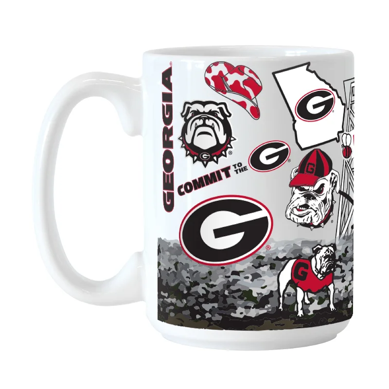 Team Mug With Baseball Stitching-Georgia 15oz Native Sublimated Mug