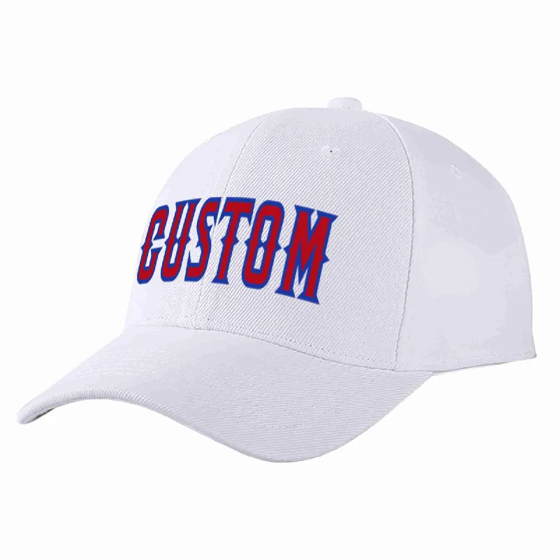 Baseball Cap For Kids-Custom White Red-Royal Curved Eaves Sport Baseball Cap Design for Men/Women/Youth