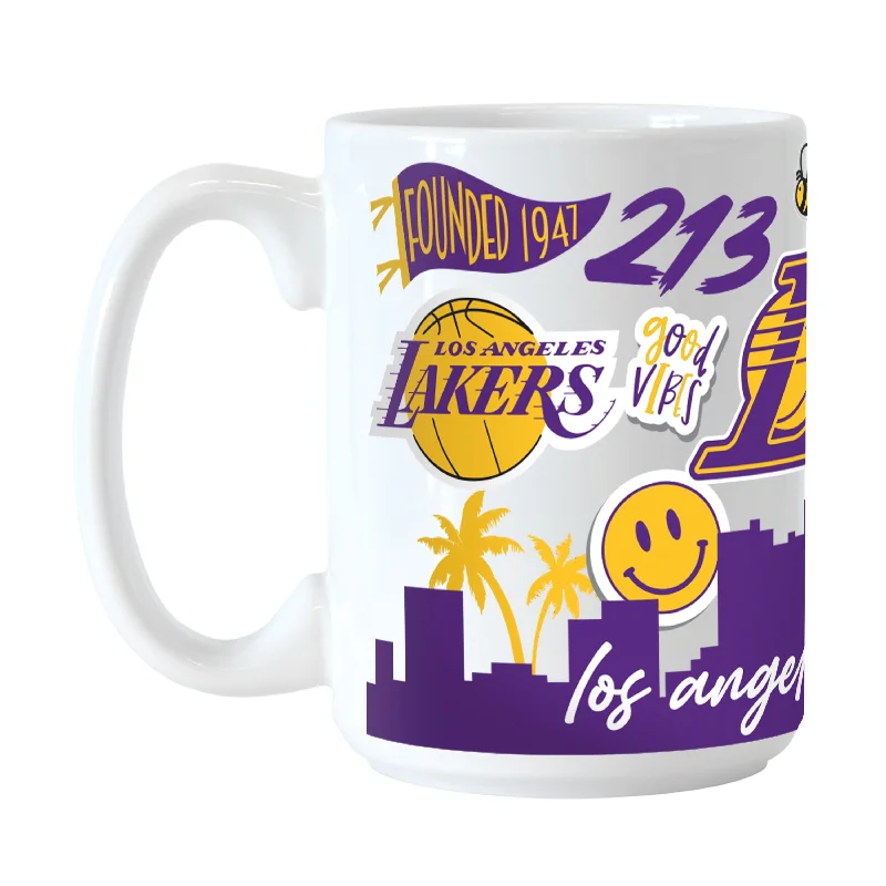 Team Mug With Bluetooth Speaker-Los Angeles Lakers 15oz Native Sublimated Mug