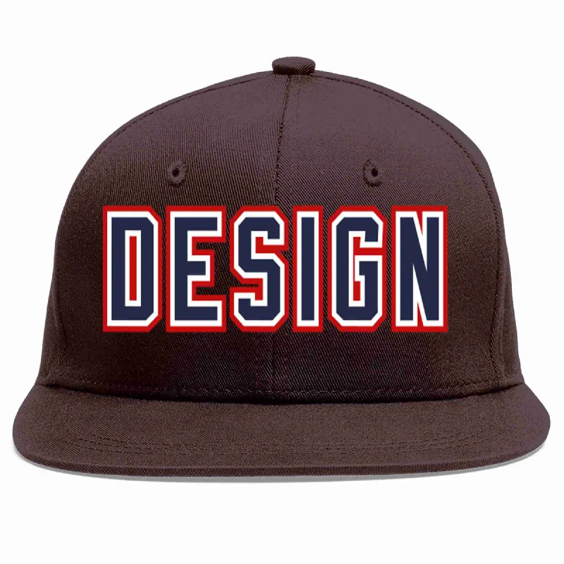 Camo Baseball Cap-Custom Brown Navy-White Flat Eaves Sport Baseball Cap Design for Men/Women/Youth