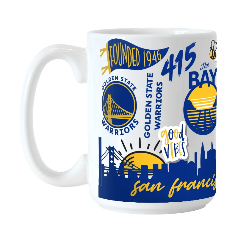 Team Mug With LED Display-Golden State Warriors 15oz Native Sublimated Mug