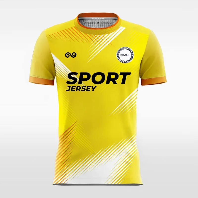 Football Jersey With Breathable Fabric-Feather Wave - Custom Soccer Jersey for Men Yellow Sublimated