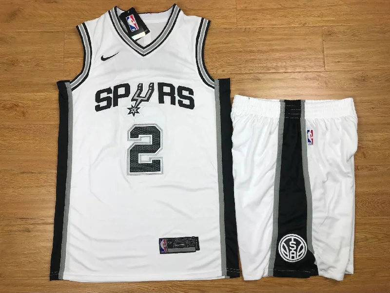 Basketball Jersey For Practice-Spurs 2 Kawhi Leonard White Swingman Basketball Jersey(With Shorts)