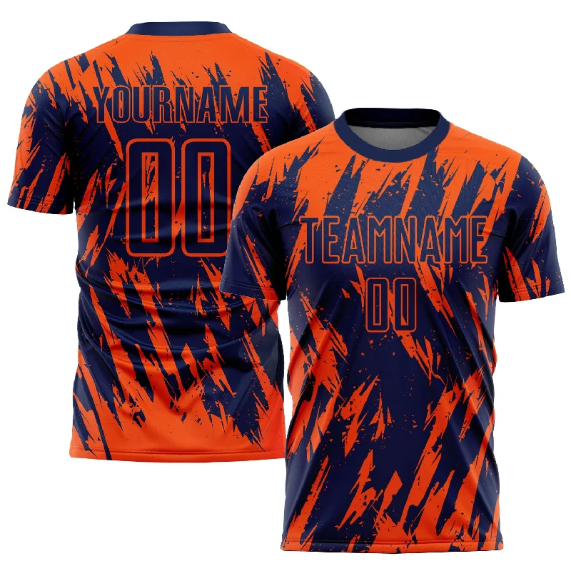 Youth Football Jersey-Custom Orange Navy Sublimation Soccer Uniform Jersey