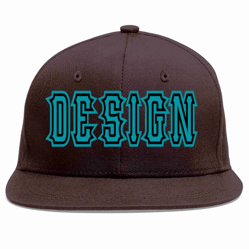 Tactical Baseball Cap-Custom Brown Aqua-Black Flat Eaves Sport Baseball Cap Design for Men/Women/Youth