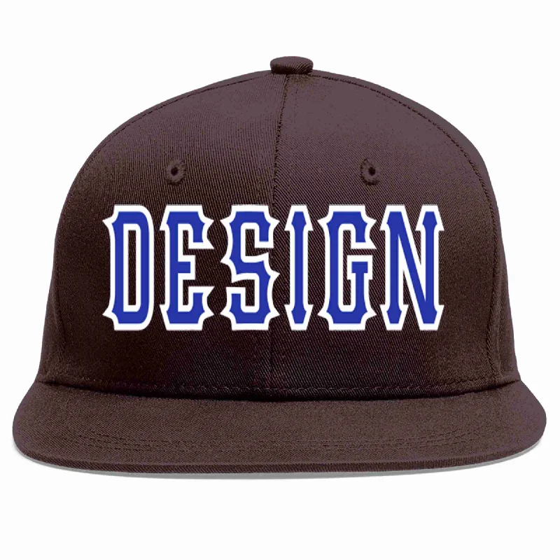 Company Logo Baseball Cap-Custom Brown Royal-White Flat Eaves Sport Baseball Cap Design for Men/Women/Youth