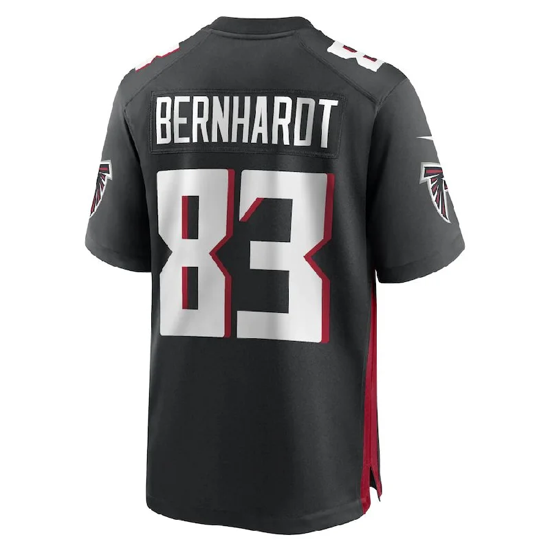 Rugby Jersey With Premium Fabric-A.Falcons #83 Jared Bernhardt Black Game Player Jersey Stitched American Football Jerseys