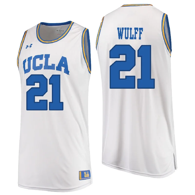 Basketball Jersey With Mesh Panels-UCLA Bruins 21 Alec Wulff White College Basketball Basketball Jersey