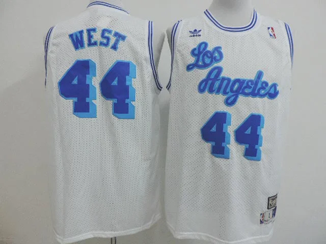 Basketball Jersey With Team Name-Lakers 44 West White Hardwood Classics Basketball Jerseys