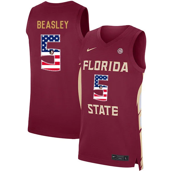 Basketball Jersey For Sale-Florida State Seminoles 5 Malik Beasley Red USA Flag Basketball College Basketball Jersey