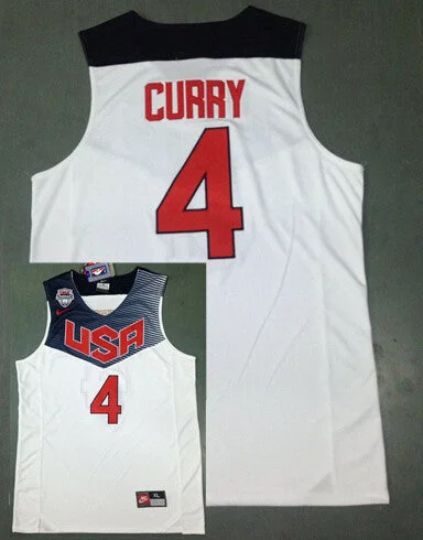 Basketball Jersey For Basketball Camps-USA 4 Curry White 2014 Basketball Jerseys