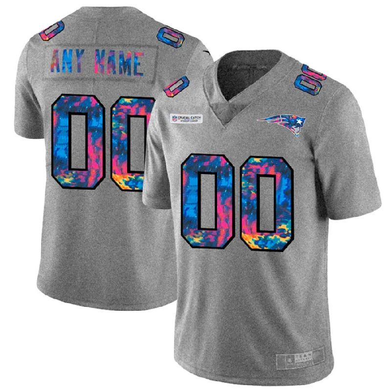 Rugby Jersey With Heat-Pressed Design-Custom NE.Patriots Multi-Color 2020 Crucial Catch Vapor Untouchable Limited Jersey Greyheather Stitched American Football Jerseys