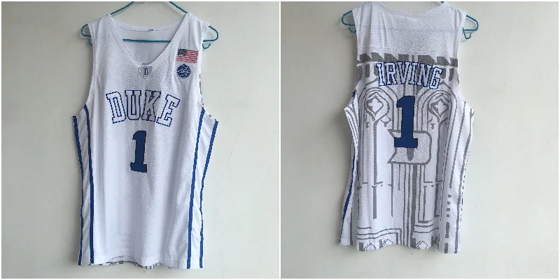 Custom Men’s Basketball Jersey-Duke Blue Devils 1 Kyrie Irving White College Basketball Basketball Jersey