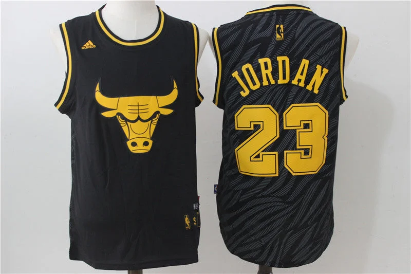 Customizable Basketball Jersey For Adults-Bulls 23 Michael Jordan Black Precious Metals Fashion Swingman Basketball Jersey