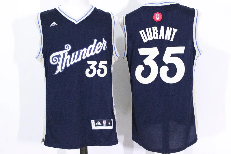 Custom Basketball Jersey For Women-Thunder 35 Kevin Durant Navy Blue 2015-16 Christmas Day Swingman Basketball Jersey