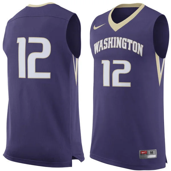 Basketball Jersey For Team Celebrations-Washington Huskies #12 Purple Basketball College Basketball Jersey